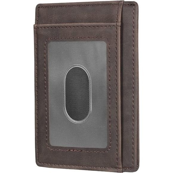 Mens Front Pocket Minimalist Leather Slim Wallet RFID Blocking Medium Size - Picture 3 of 6